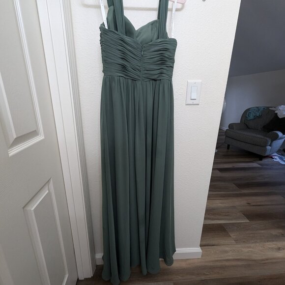 Azazie long chiffon bridesmaid dress-eucalyptus-size 4 - Picture 4 of 6